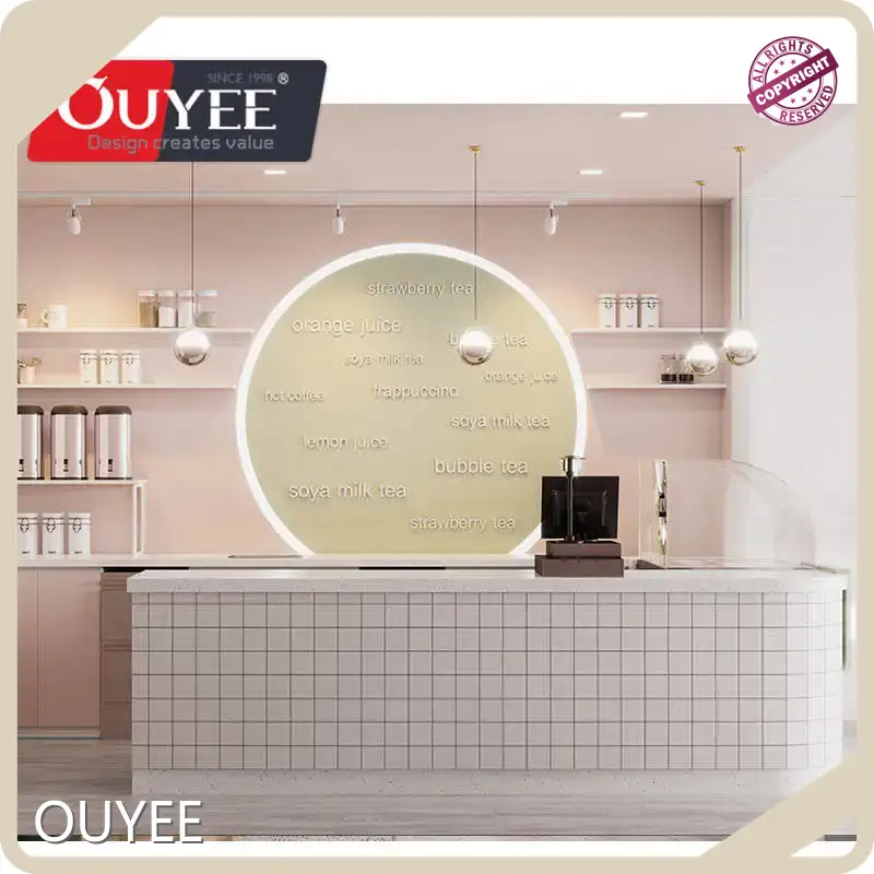 LED-Lit Bubble Tea Shop Counter & Small Drink Table for Mall 1