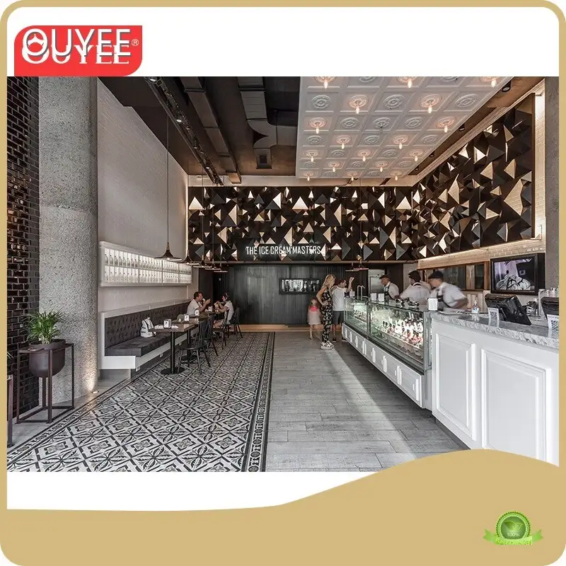 Coffee Shop Counter Cabinet | Interior Counter & Gold Display 1