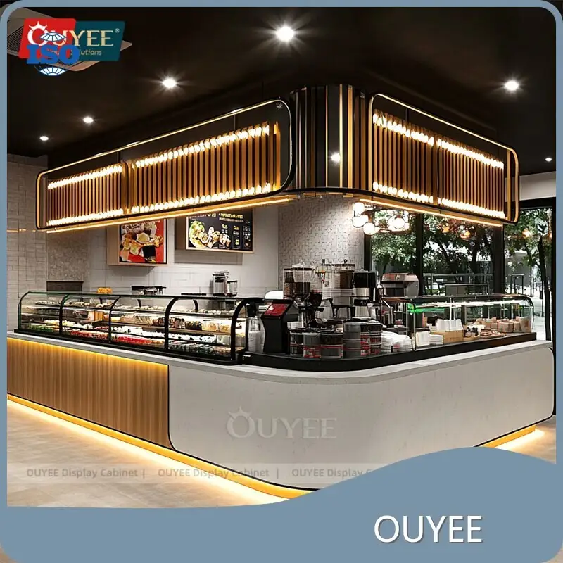 Commercial Wood Coffee Shop Bar Counter Display Furniture 1