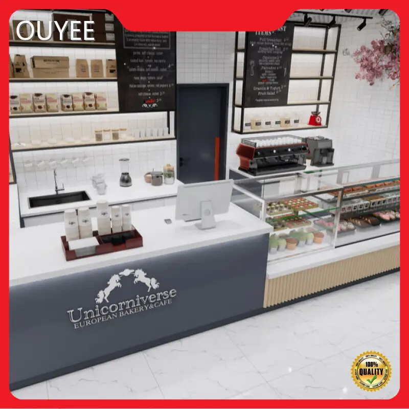 Coffee Shop Display Counter Cabinet Furniture with 3D Design 1