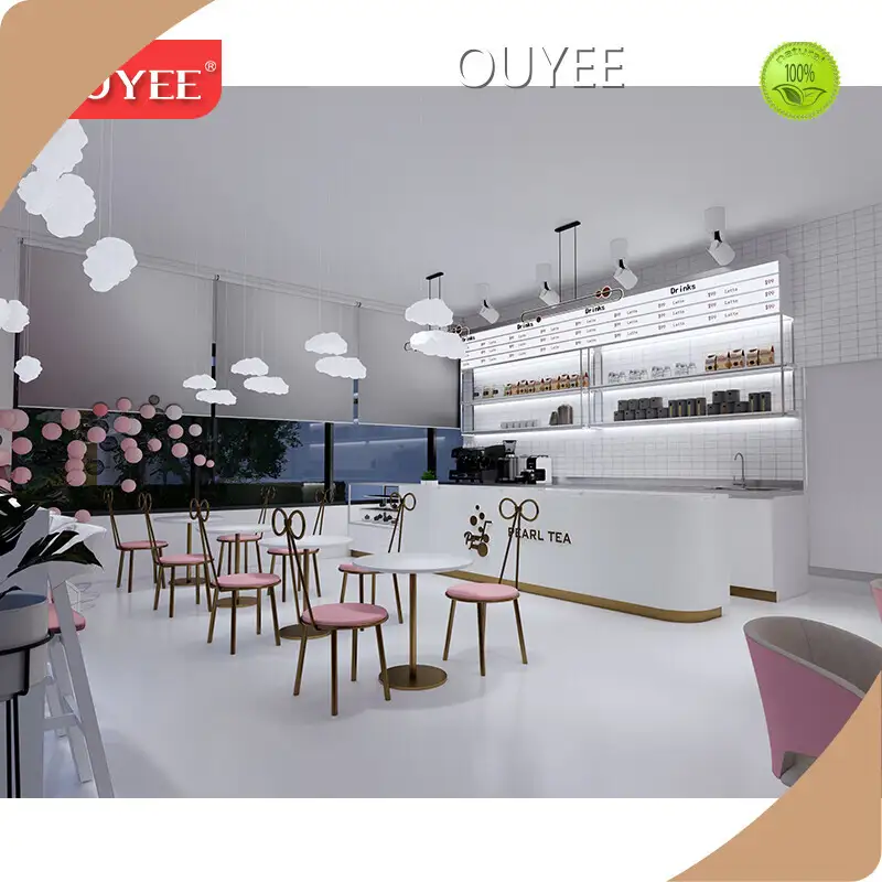 Wood Cafe Counter Table for Bubble Tea & Coffee Shop Display 1