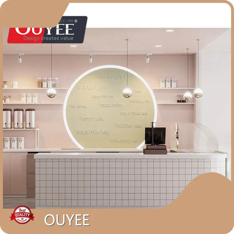 Milk Tea Shop Customized Wooden Standing Display Counter Cabinet 1