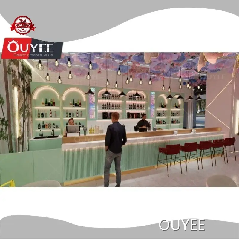 Bubble Tea Shop Interior: Coffee Shop Tables, Chairs & Wooden Counter 1