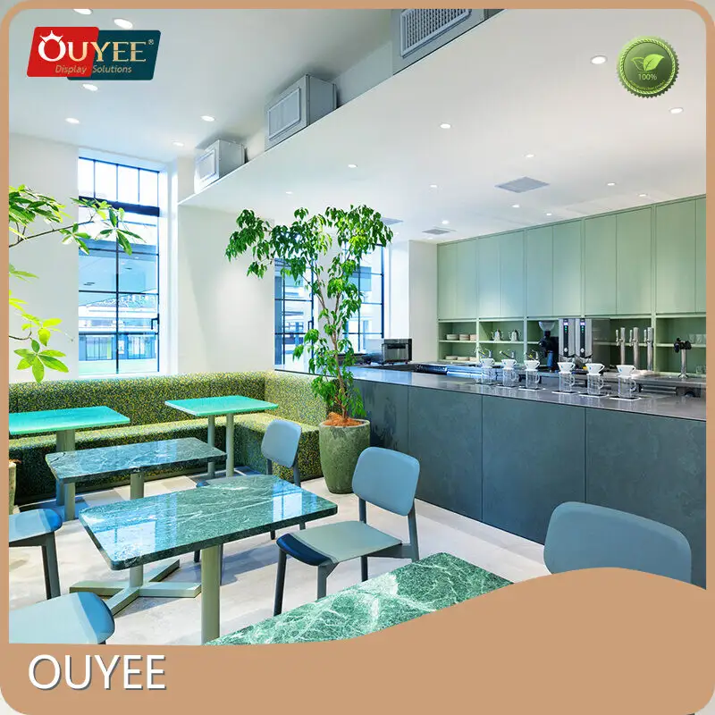 Coffee Shop Display Counter | Cafe Service Counter - Green 1