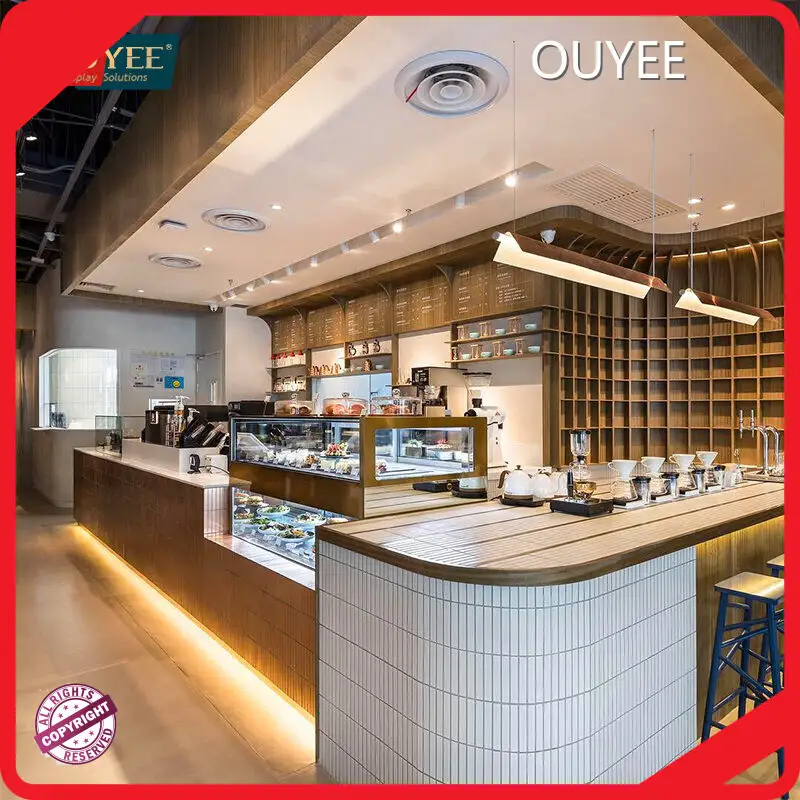 Custom Wooden Cafe Display Cabinet & Coffee Shop Counter 1