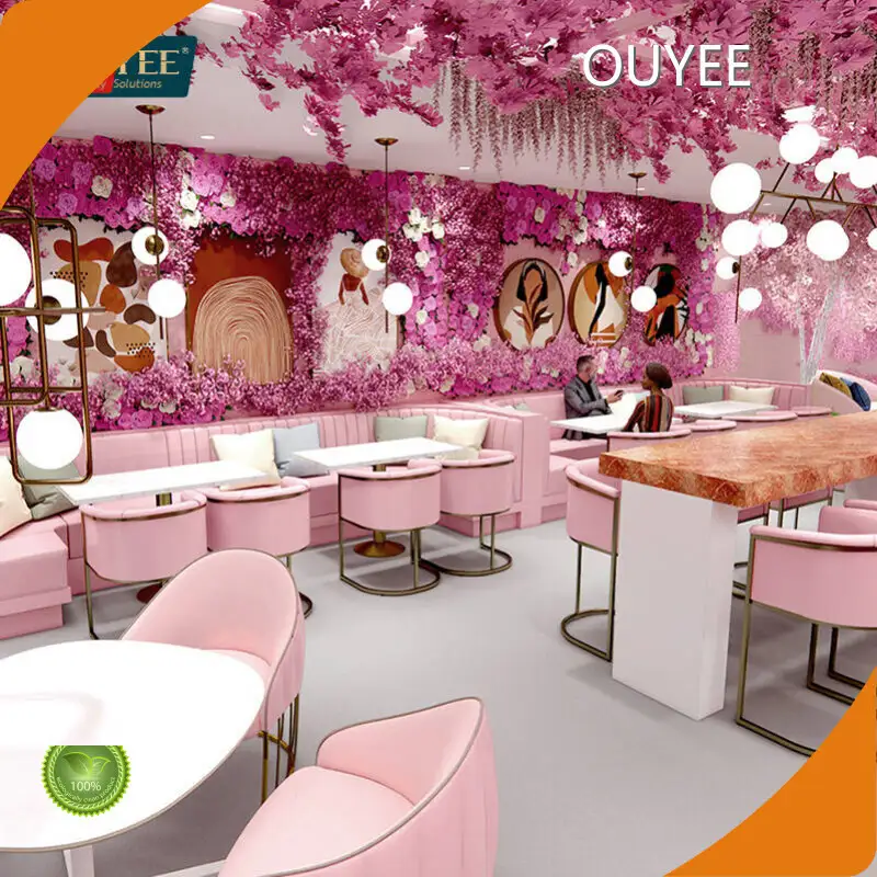 Wooden Cabinet Store Fixture for Coffee Shop Bar Counter, Pink Glass 1