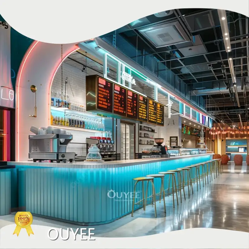 Blue LED Coffee Shop Cafe Kiosk Counter Display for Mall & Restaurant 1