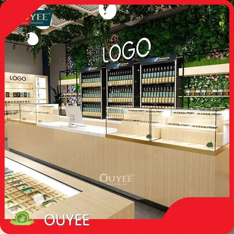 Custom LED Tobacco Pouch Display Rack - Wood Veneer Glass Shelves 1