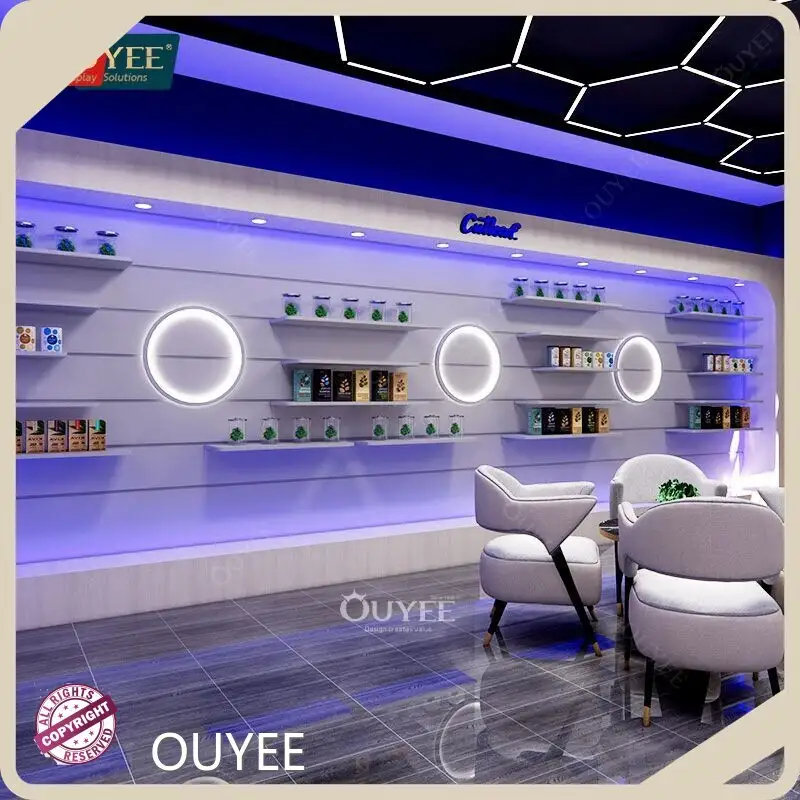 Smoke Shop Curved Counter Cigar Display Glass Cabinet with Lights 1