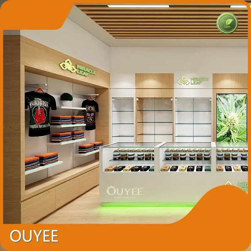 Cable Display Stand Smoke Glass Retail Counter Wooden Showcase 1