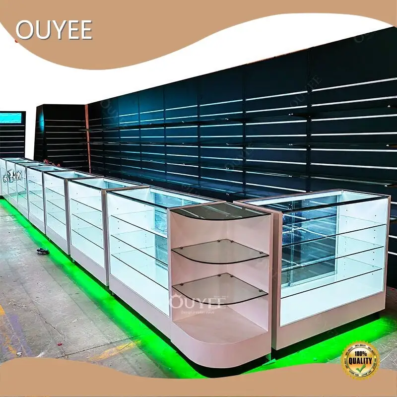 Smoke Shop Glass Display Cabinet with Wheels - Custom Tobacco/Cigar 1