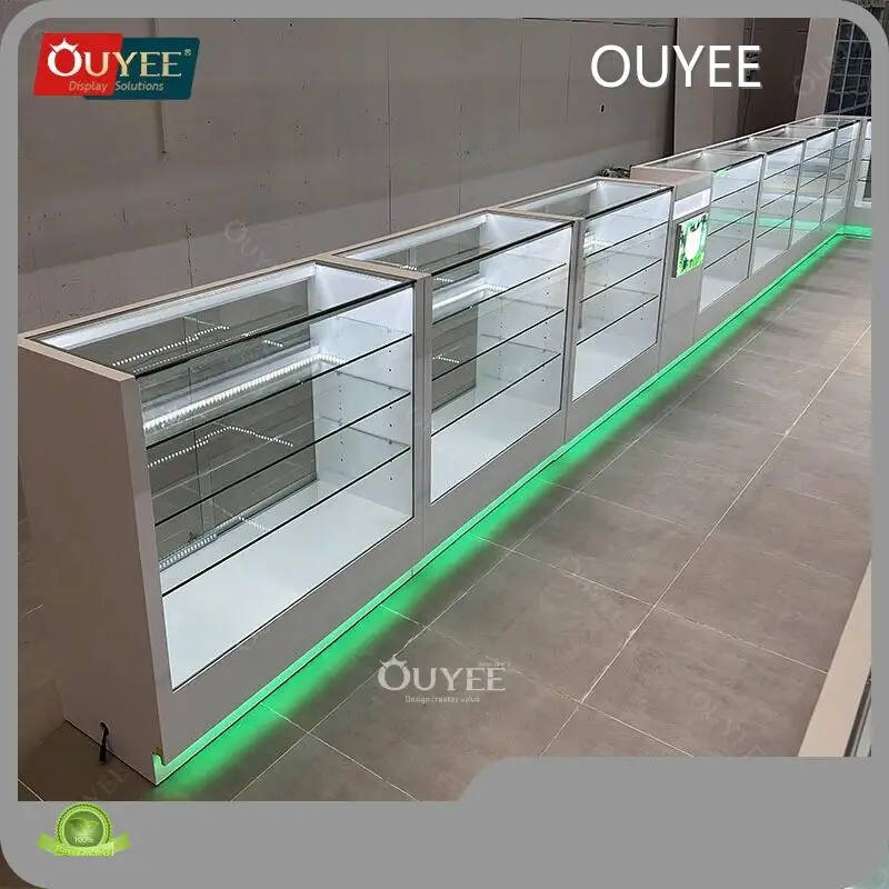 Tobacco Dispensary Wood & Glass Wall Display Showcase for Smoke Shop 1