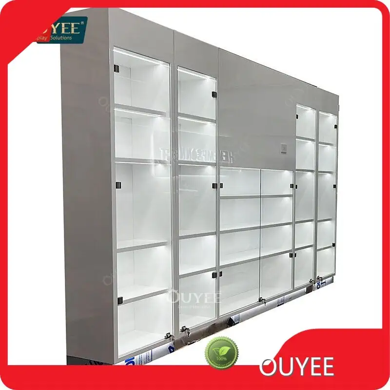 Tobacco Counter LED Glass Gold Display Cabinet Cigar Showcase w/ Lock 1