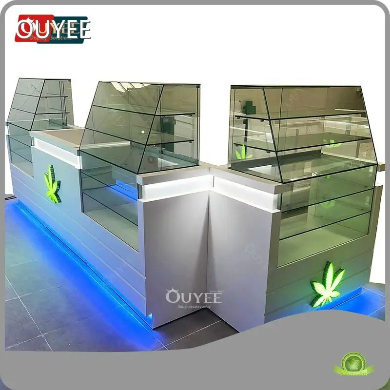 Custom Tobacco Cigarette Glass Wall Display Cabinet with LED Light 1