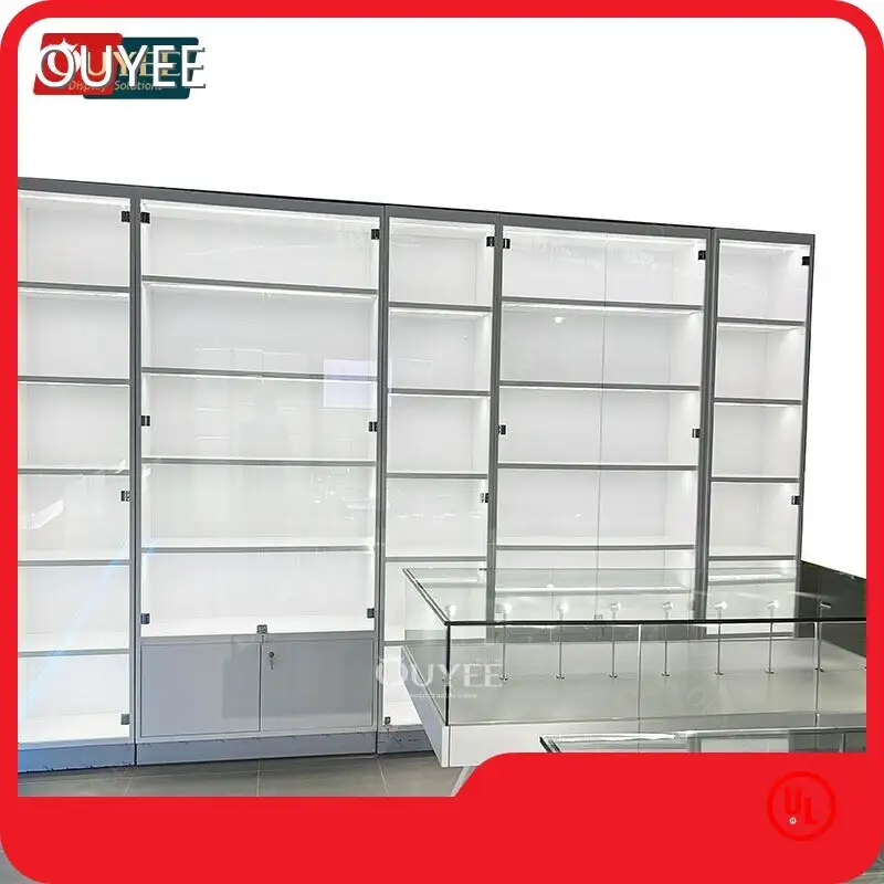 Under-Counter Wood Glass Vitrine Cigarette Display Cabinet with LED 1