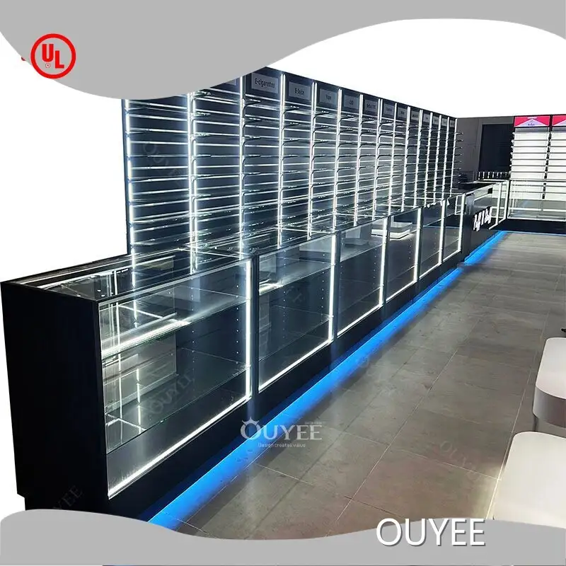 Custom Tobacco Retail Display Counters Glass Dispensary Showcases 1