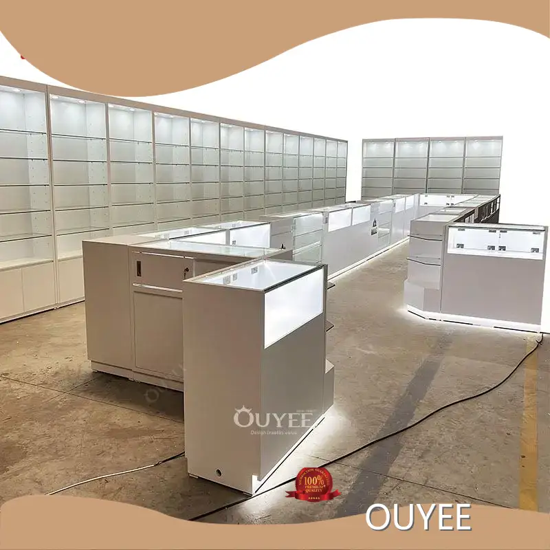 Tall LED Glass Display Showcase Wood Retail Display Furniture 1