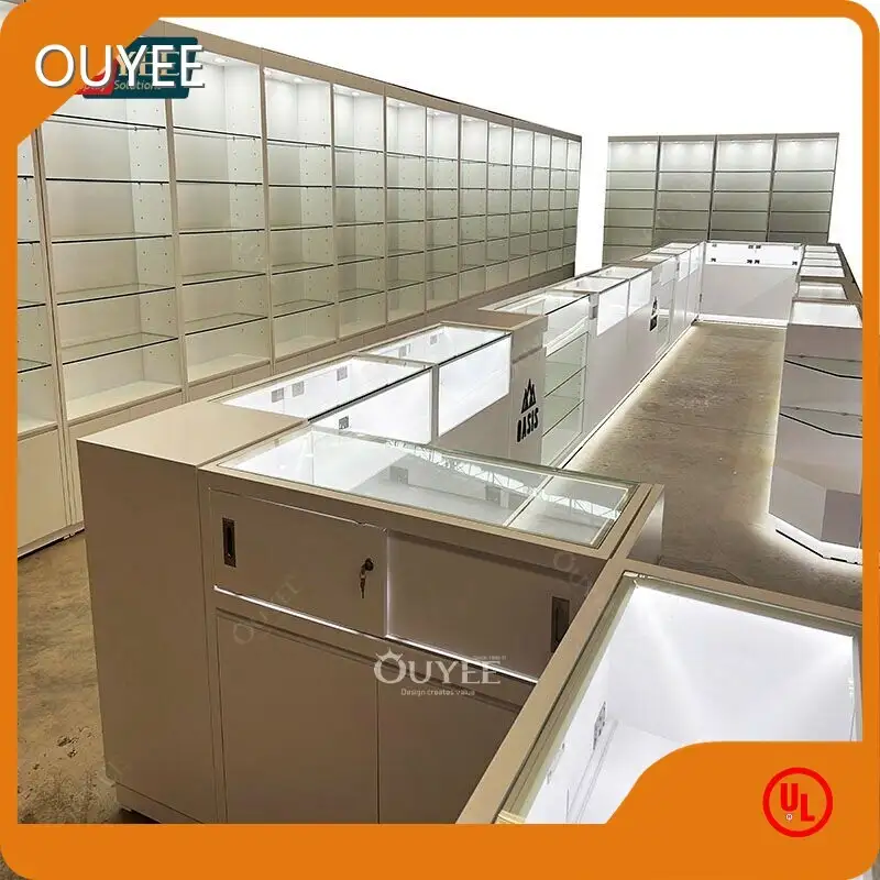 Custom Gold Glass Cigar LED Vitrine - Tobacco Shop Wall Display 1