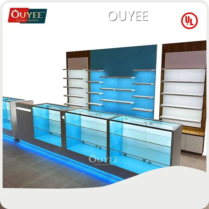 Customized Retail Tobacco Glass Display w/ LED & Lock 1