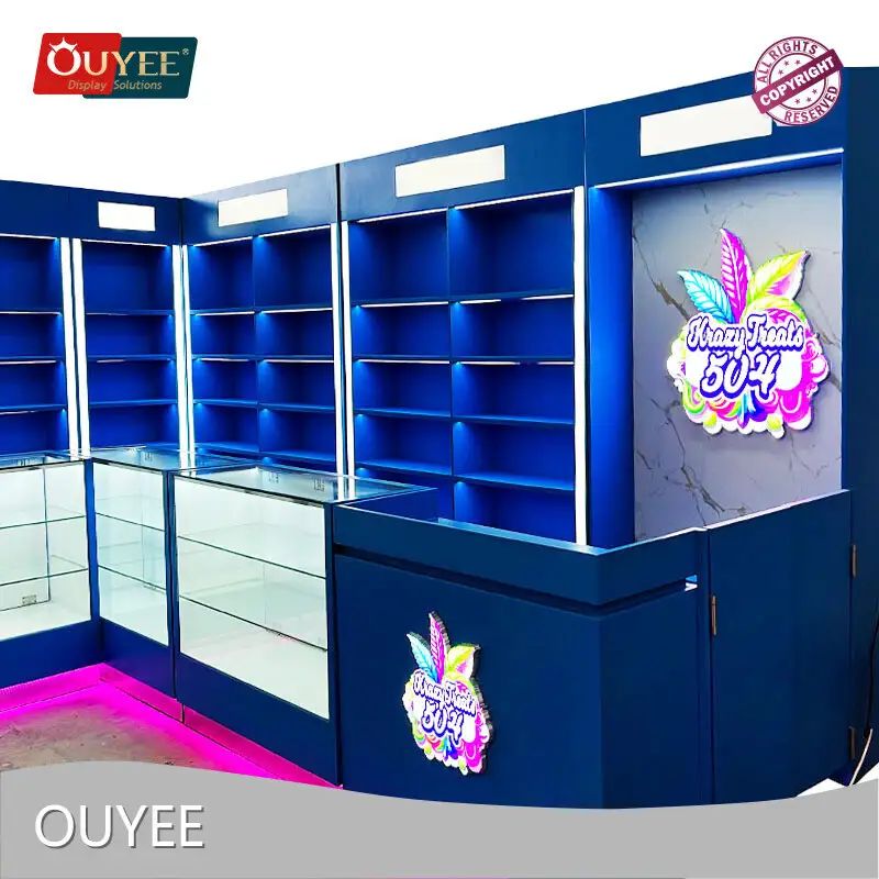 Custom Glass Dispensary Counter Display for Smoke Shop 1