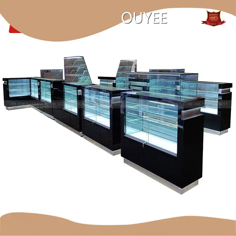 Custom Smoke Shop Interior Showcase Counter & Tall Glass Display Case 1