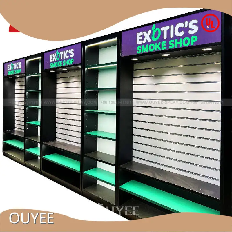 Wooden Counter LED Showcase Glass Case for Tobacco/Smoke Shop Display 1