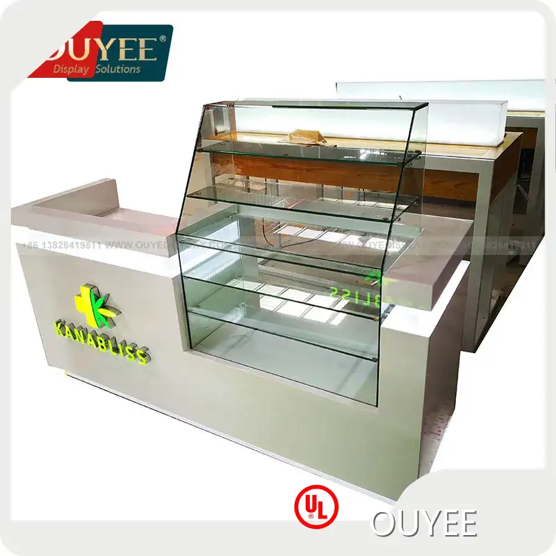 Wooden Glass Dispensary Counter LED Retail Display for Smoke Shop 1