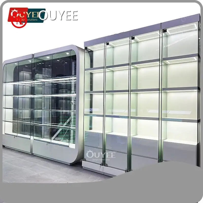 Wooden Lockable Glass Cabinet Display Showcase Dispensary Tobacco Rack 1