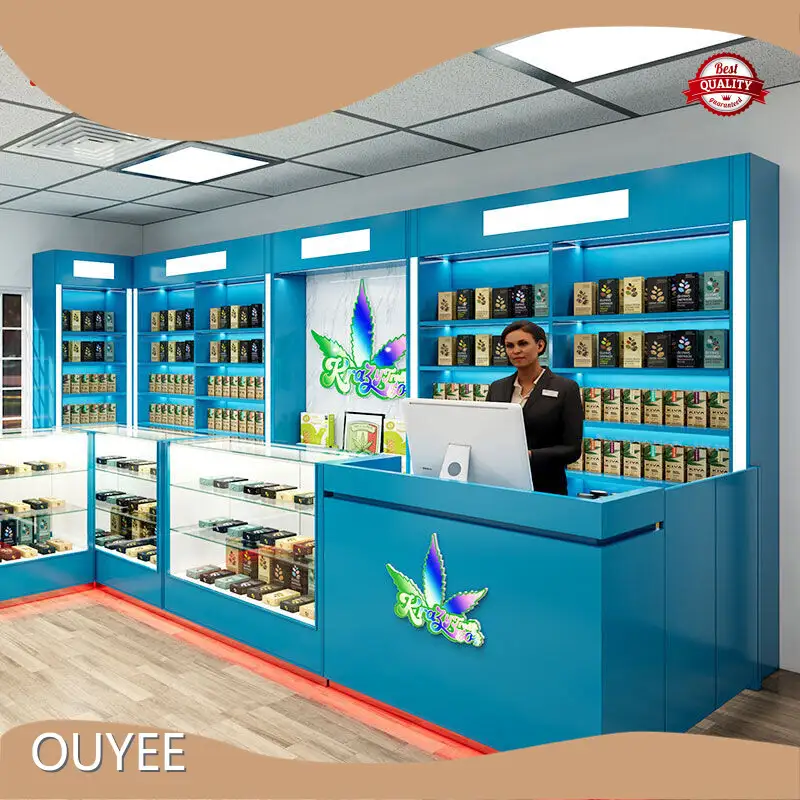 Tempered Glass Tobacco Display Rack Wood Showcase Smoke Shop Pharmacy 1