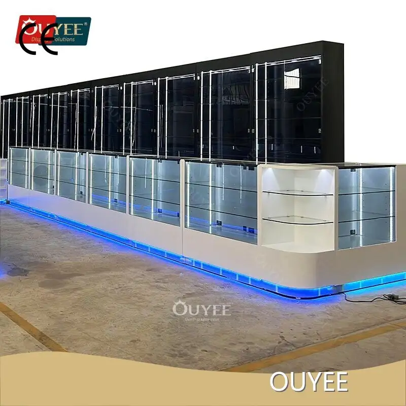 Ouyee Glass Display Cabinet on Wheels – Smoke Shop Showcase Case 1