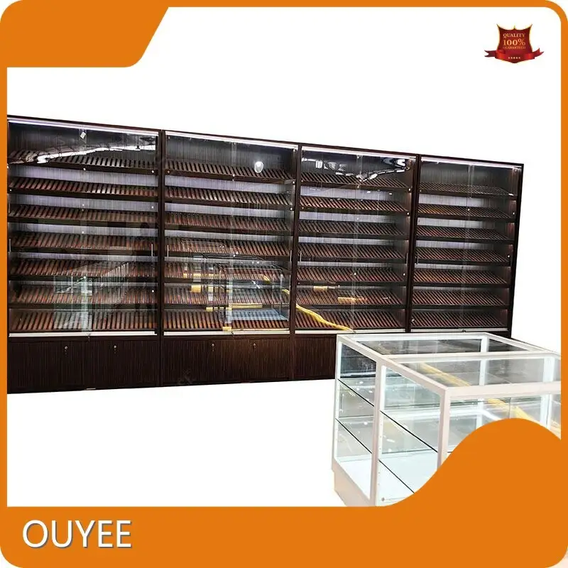 Wooden Hookah Wall Display Cabinet with Glass Shelves & LED 1