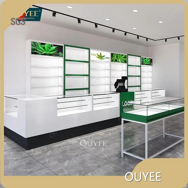 Retail Smoke Shop Round Glass Display Cabinet Wood Showcase Tobacco 1