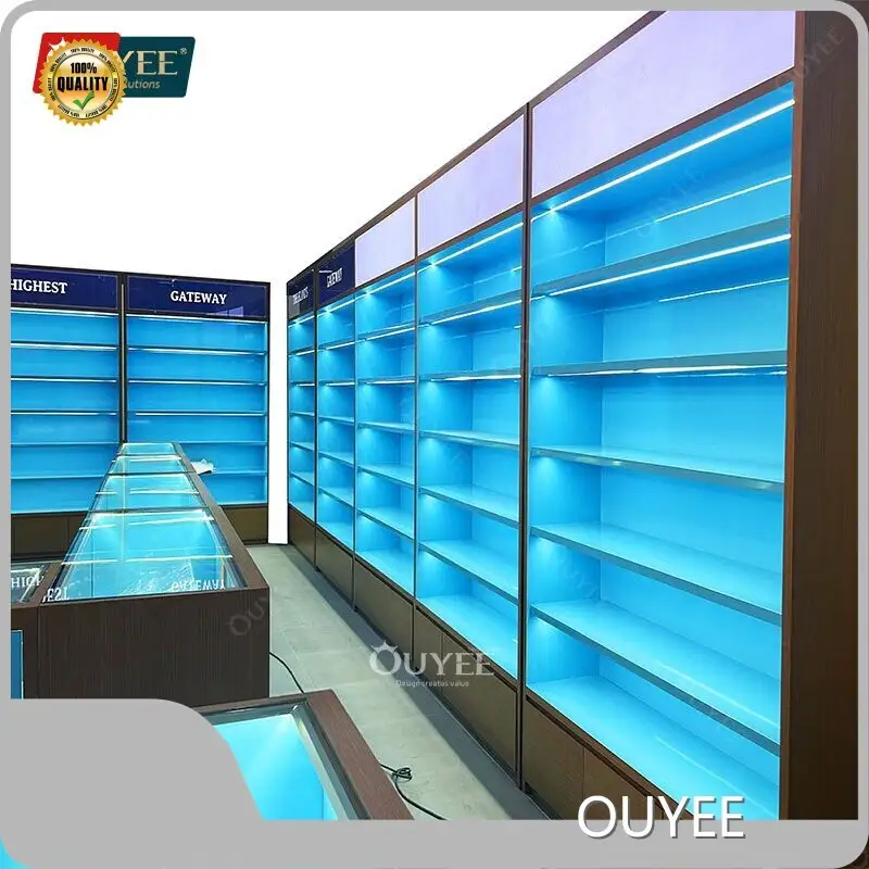 Wood Cabinets LED Glass Shelves Retail Cigarette Smoke Shop Display 1