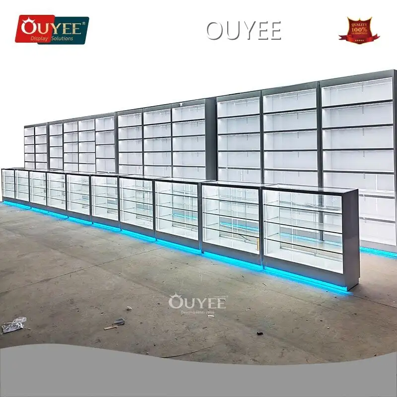 Hookah Retail Display Table - Tall Glass Wood Cabinet for Smoke Shop 1