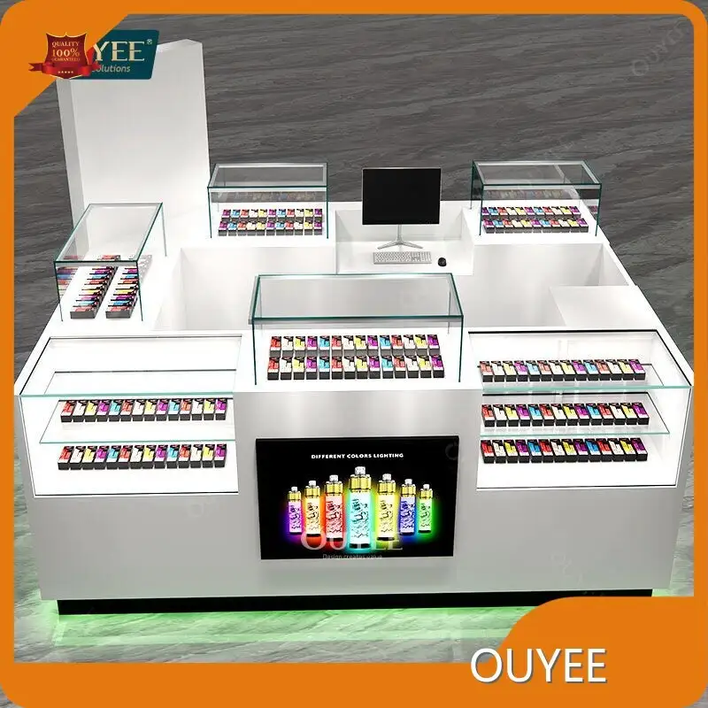 Customized Wood Display Shelf Glass Stands Dispensary Tobacco Cabinets 1