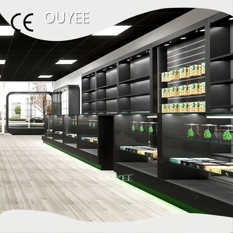 Display Shelves Glass Cabinet on Wheels for Hookah/Smoke Shops 1