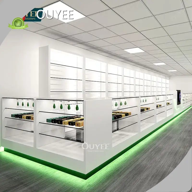 Glass Shop Counter Display Cabinet with LED Lights for Smoke Shops 1