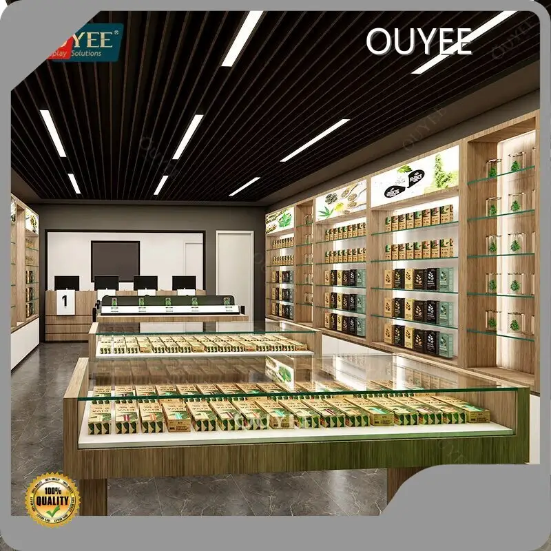 Tobacco Cigar Wooden & Glass Display Cabinet Rack for Smoke Shops 1