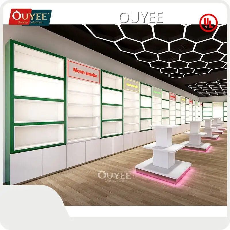 Custom Wooden Dispensary, Hookah & Smoke Shop Glass Display Shelves 1