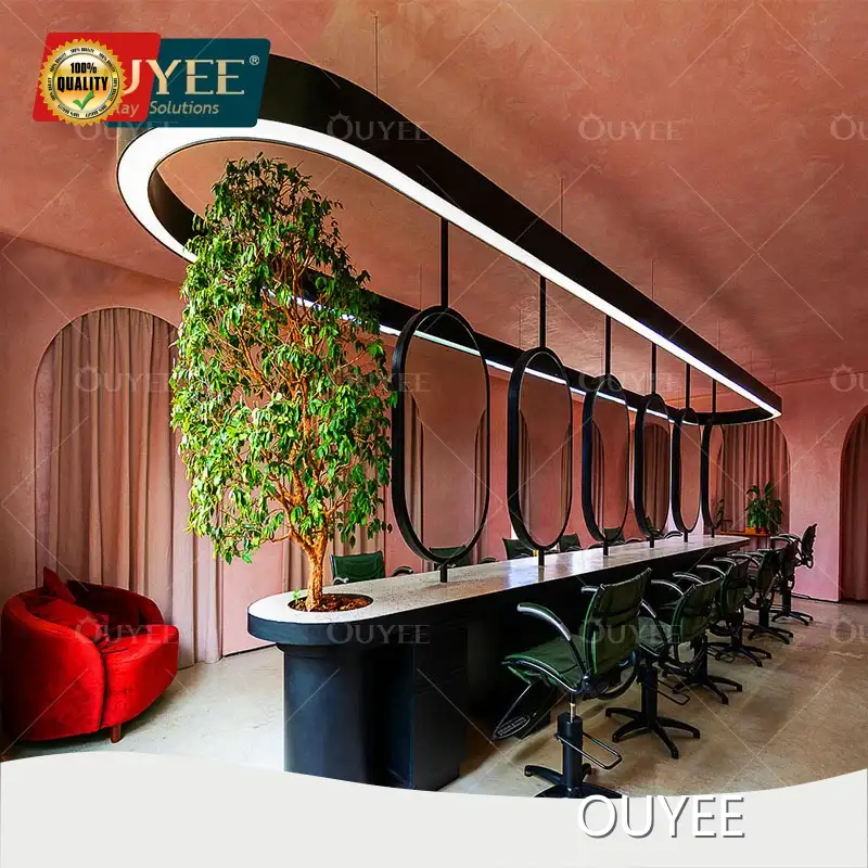 Hair Salon Station with Mirror & Storage Shelves Barbershop Furniture 1