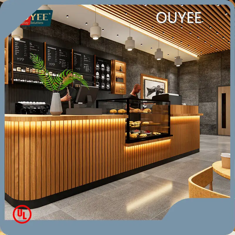 Solid Wood Coffee Shop Kiosk - Small Cafe Indoor Mall Food Cabinet 1