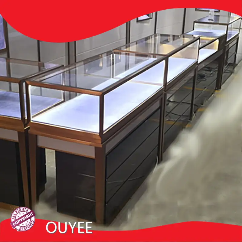 Custom Wooden Wall Glass Jewelry Display Cabinet with LED Lighting 1