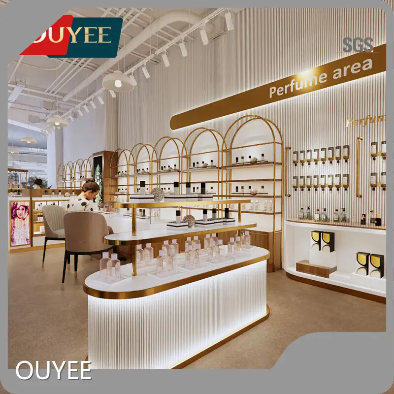 Ouyee Perfume Display Counter & Glass Display Cabinet with Lighting 1