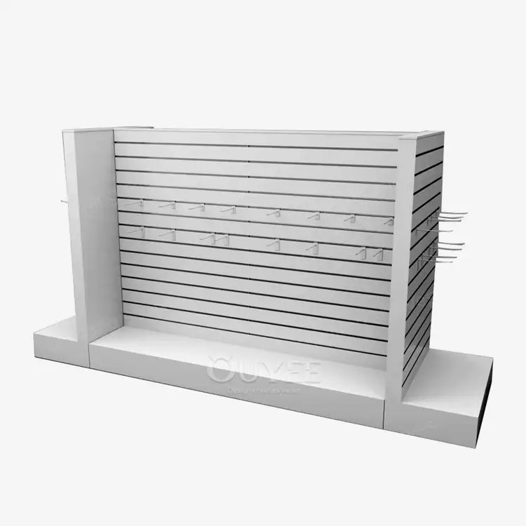 Custom White Slatwall Displays with Mobile Retail Fixture | Ouyee 1
