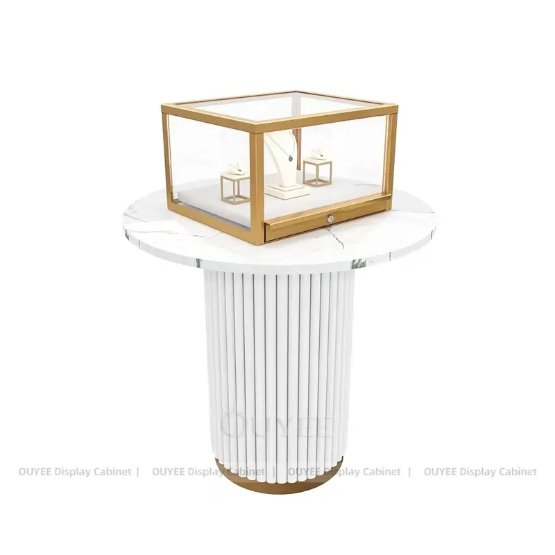 Luxury Jewelry Display Pedestal with Glass Showcase and Storage Cabinet 1
