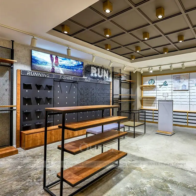 Sports Apparel Wall Display Rack System with Shelves and Accessory Panels 1