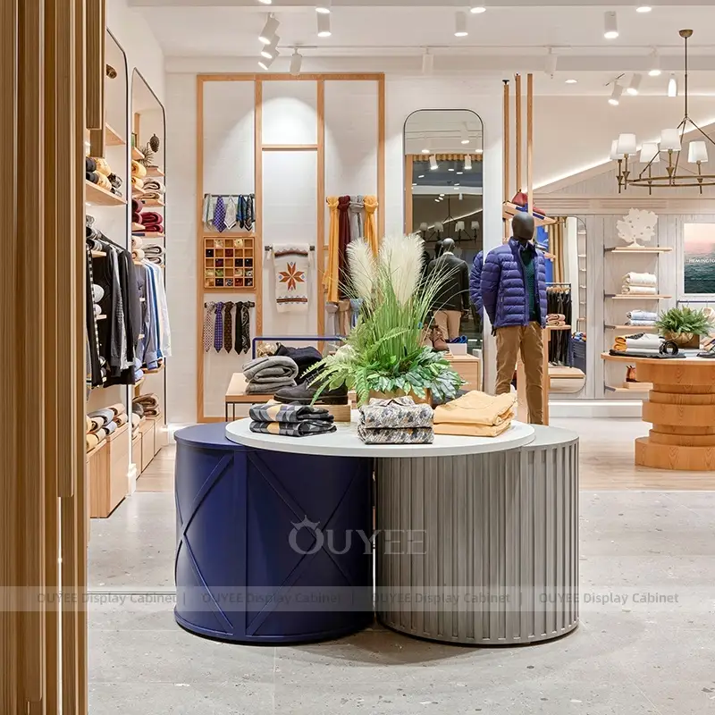 Boutique Clothing Store Display Fixtures with Round Center Tables 1