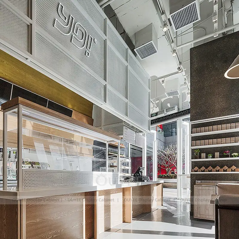 Custom Wooden Coffee Bar Counter with Industrial Café Design 1