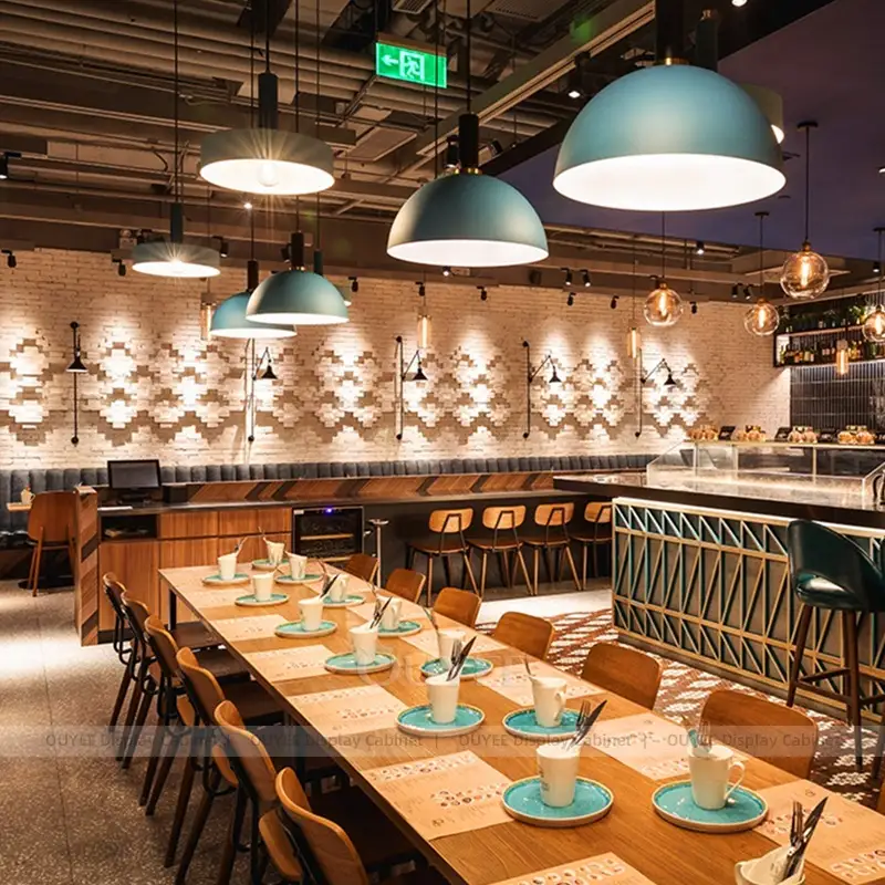 Modern Coffee Shop Interior with Colorful Wall Art and Bar Counter 1