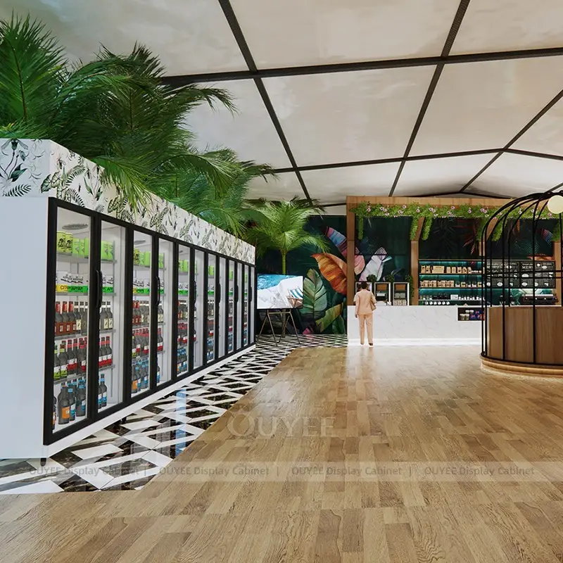 Tropical Coffee Counter with Floral Canopy and Mural Wall 1